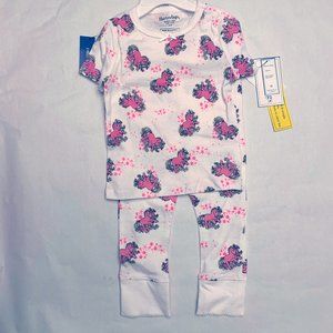 Hartstrings Toddler Cozy White Pink Unicorn PJ Set